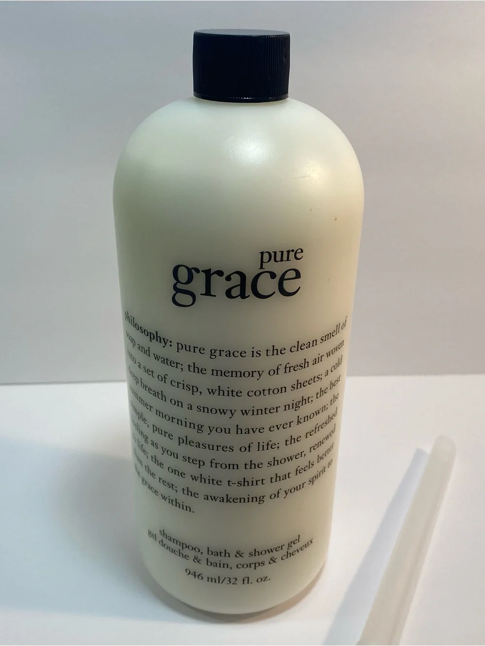 New Sealed Philosophy Pure Grace Jumbo 32 oz Shampoo Bath & Shower Gel + Pump